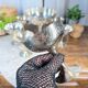 6 dessert cups in silver metal and assorted cut