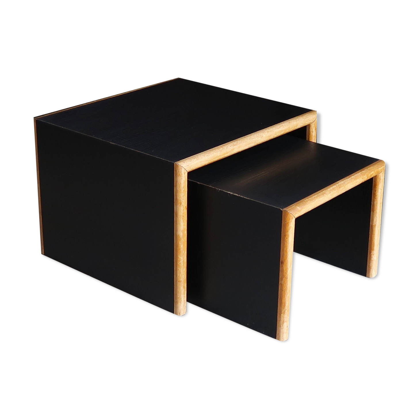 Side table black wooden trundles, 80s