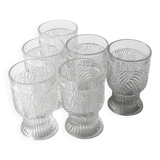 Set of 6 Mid-century Rare Pressed Glass Glasses / Libochovice / 1981