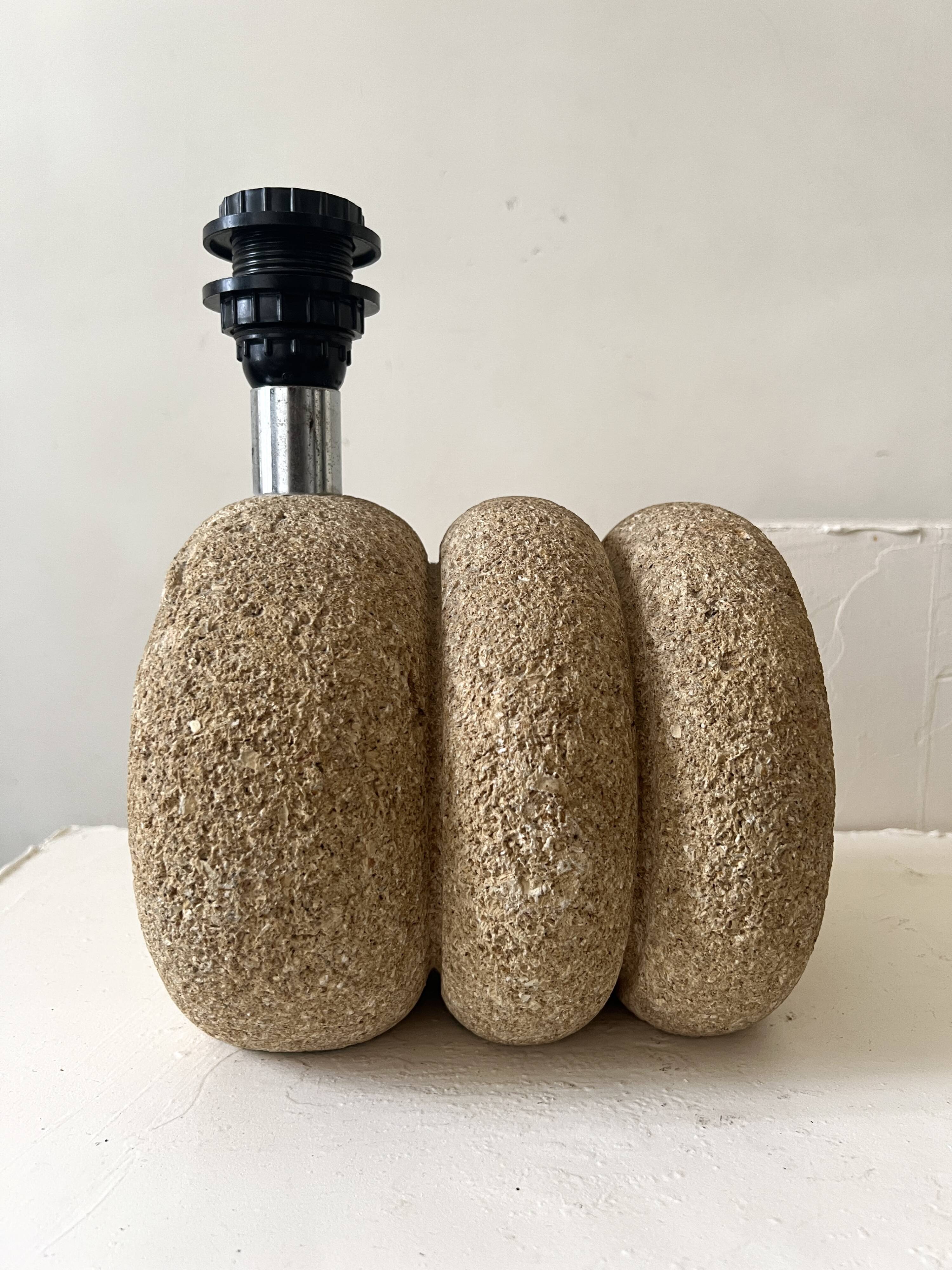 Sculptural lamp base in limestone by Albert Tormos or Fratelli.