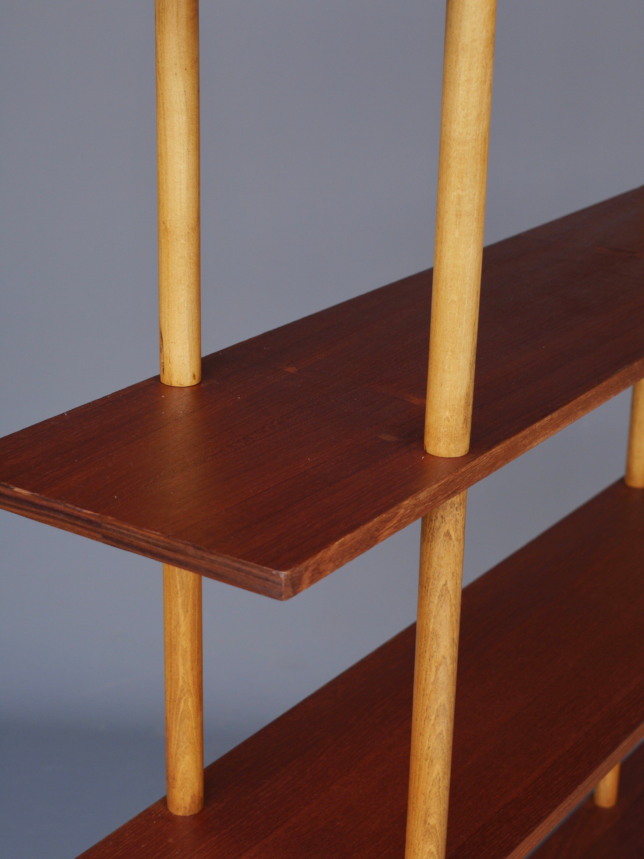 Dutch teak & birch shelving unit
