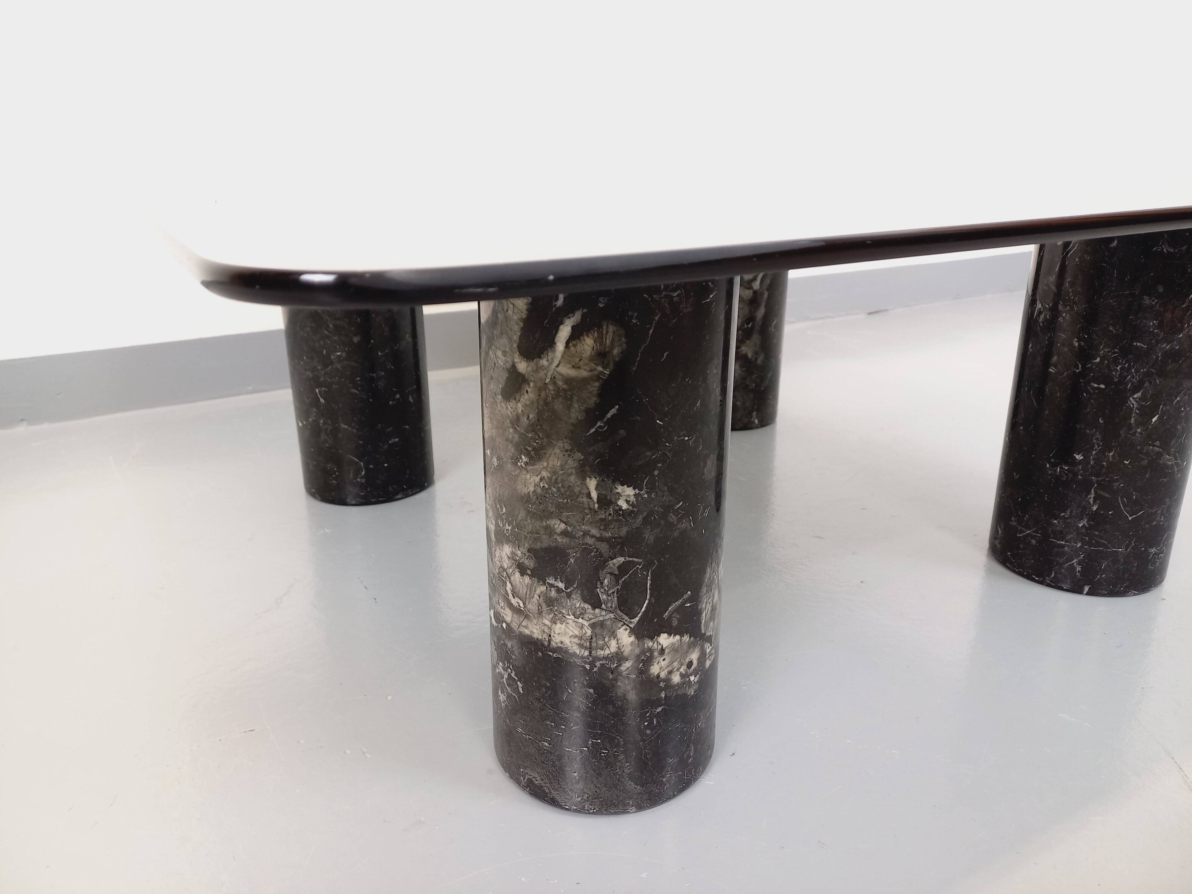 Vintage Italian square marble and glass coffee table from the 70s