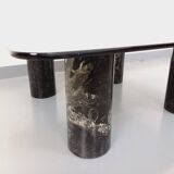 Table basse italienne carrée vintage en marbre et verre des années 70