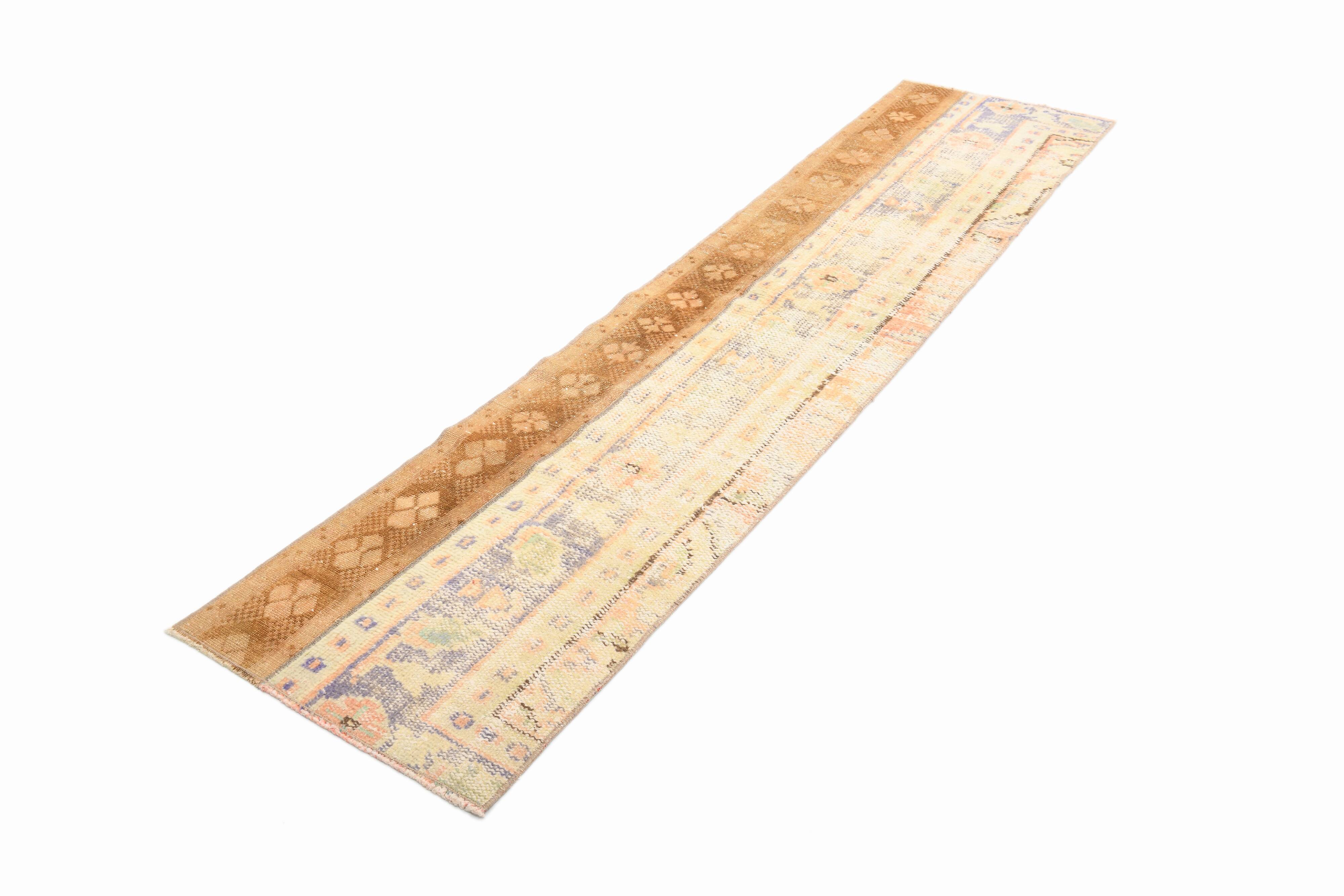 Tapis de couloir vintage pêche et crème 2x8, 57x246 cm