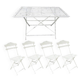 Folding garden furniture in white patinated iron