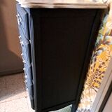 Black and grey painted wooden chest of drawers from France 1950 with 5 drawers