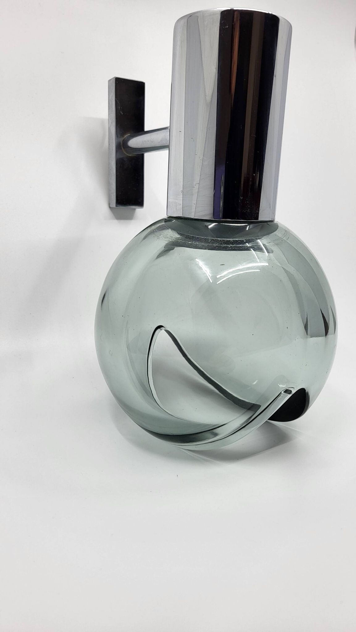 Glass and chrome wall lamp Eye Ball design Space Age Italy 1970