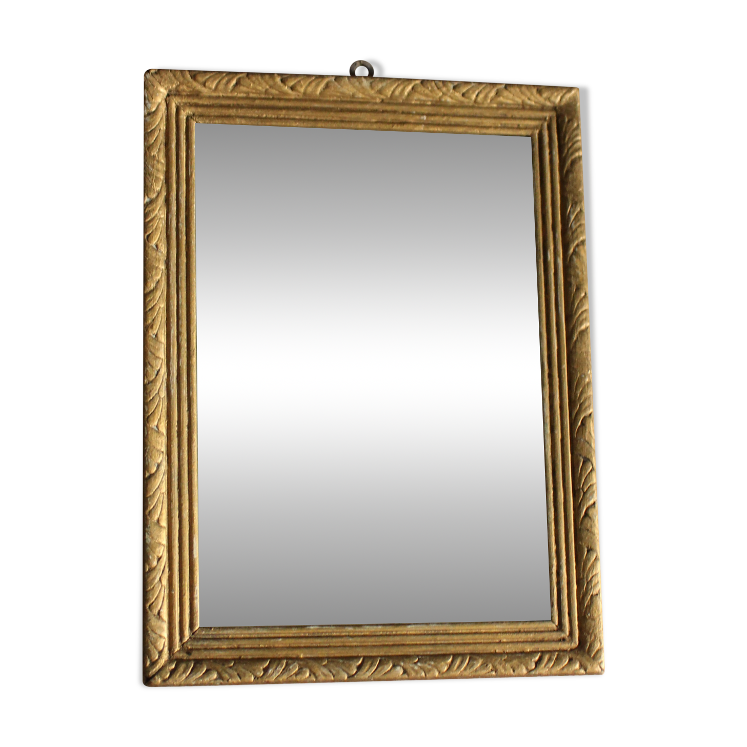 Rectangular golden wooden frame mirror