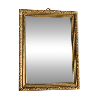 Rectangular golden wooden frame mirror