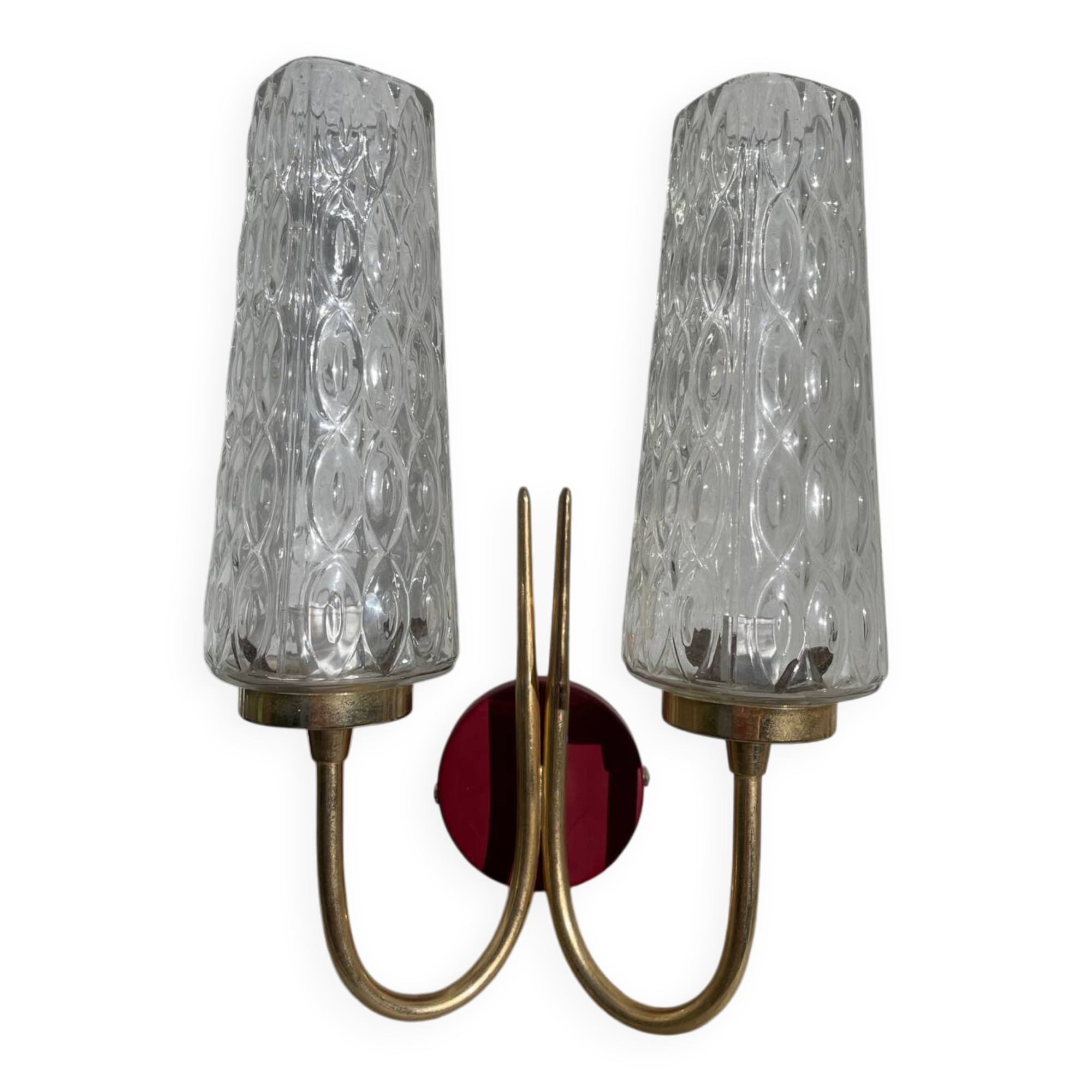 Brass and glass wall lamp 1950