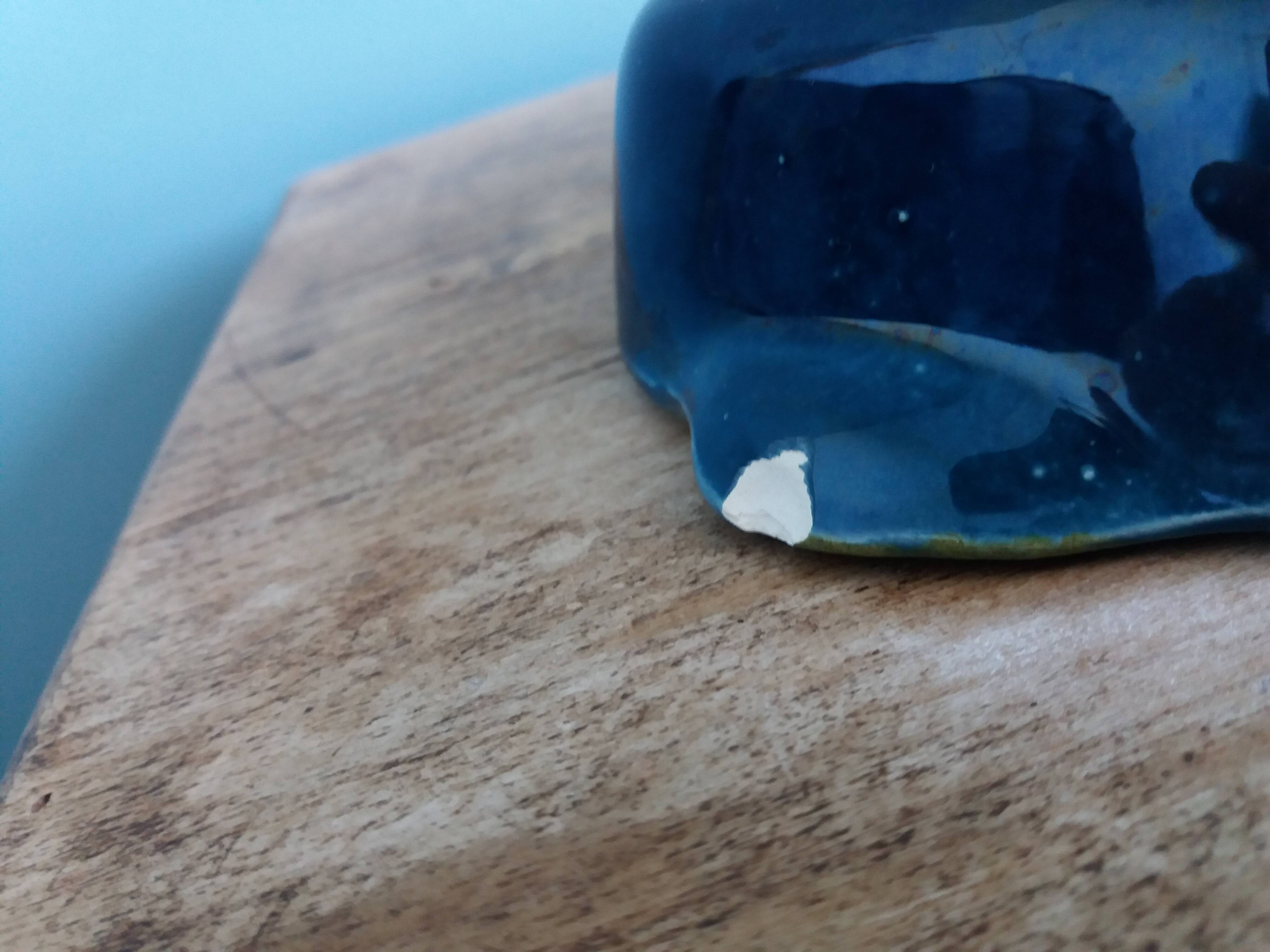 Vallauris stamped pocket emptier in flamed stoneware