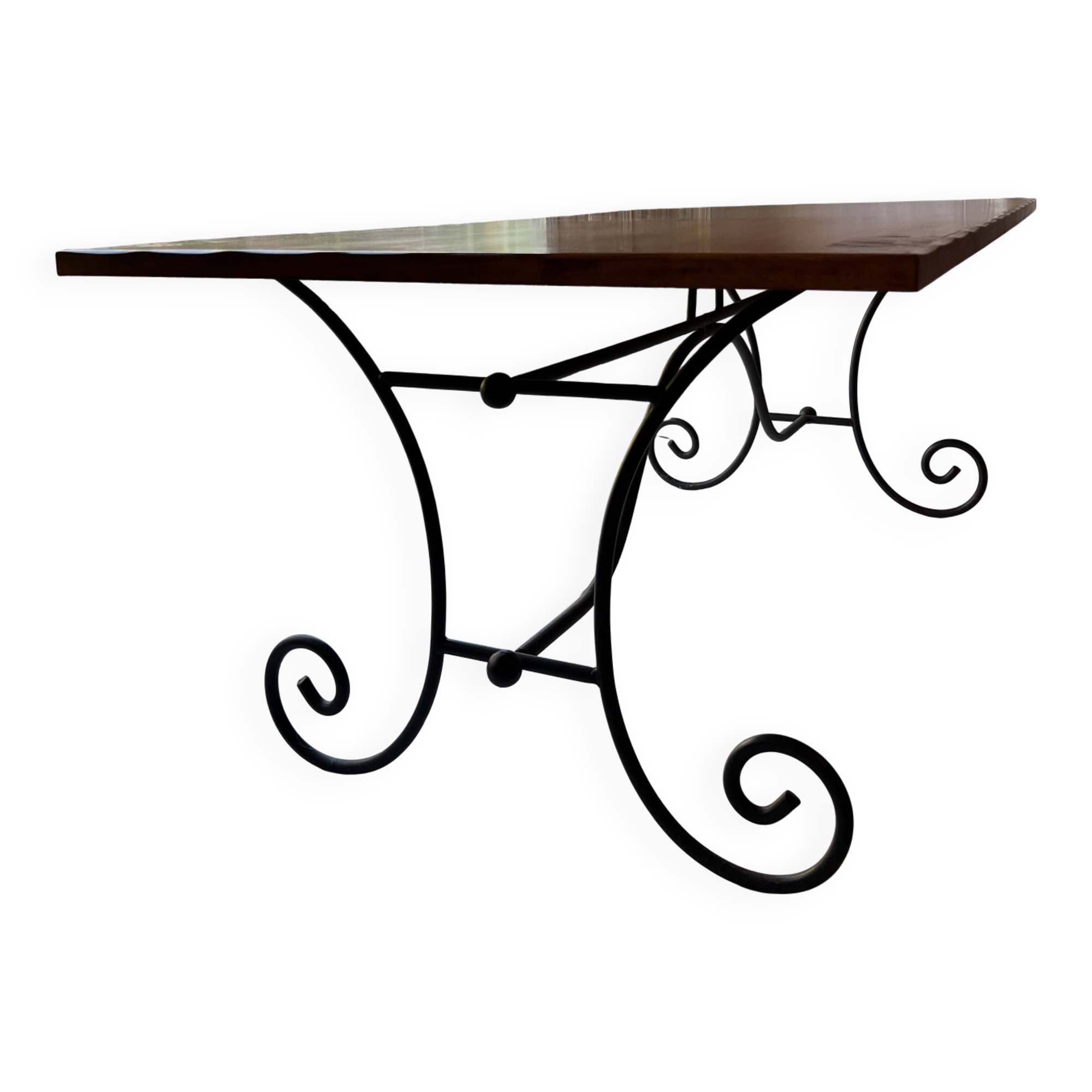 Large table with wrought iron legs