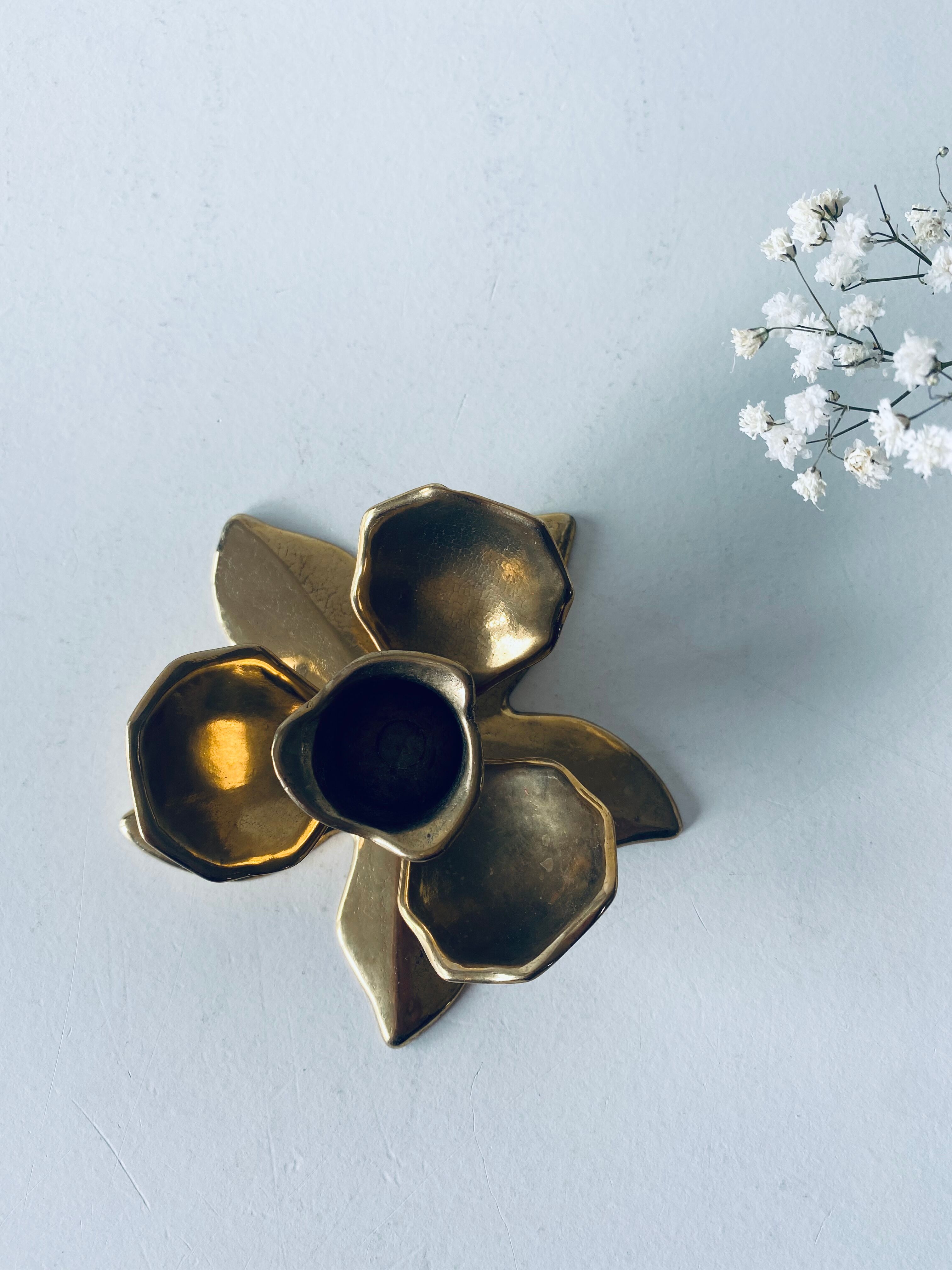 Brass flower candlestick