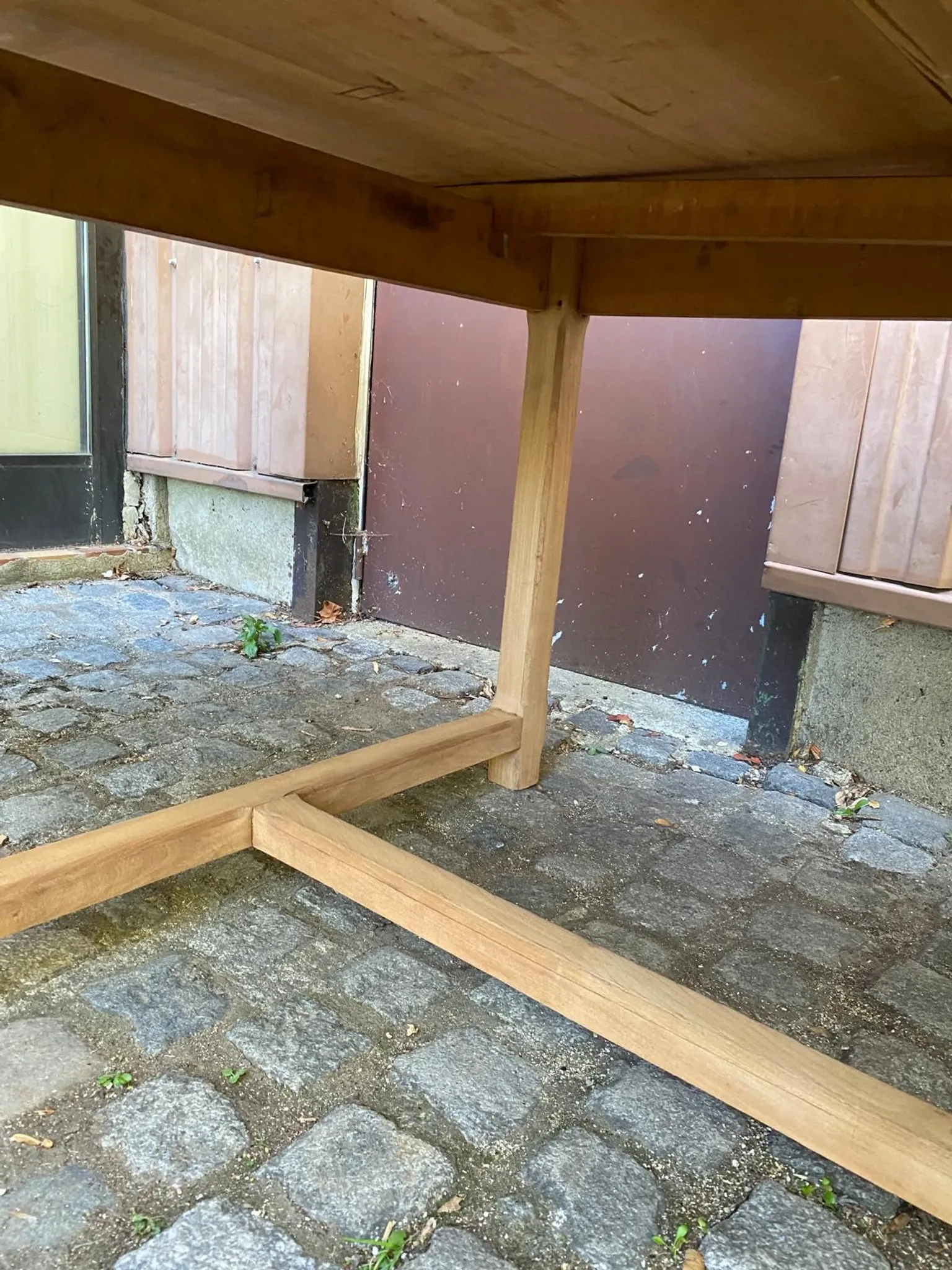 Renovated extendable farmhouse table in solid wood 140-240cm 1960