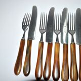 SOLINGEN Lot of 12 cheese cutlery Antique knives with horn handles and steel blades