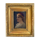 Portrait table ec. Pre-Raphaelic signed E.M.P. XIX° century + frame