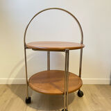 Folding service vintage castors solid wood 70s