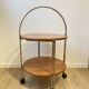Folding service vintage castors solid wood 70s