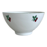 Vintage white porcelain bowl, tables and colors, raspberry model, green edging