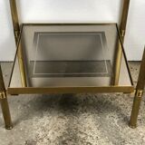 70'S vintage glass and brass sofa tip / side table