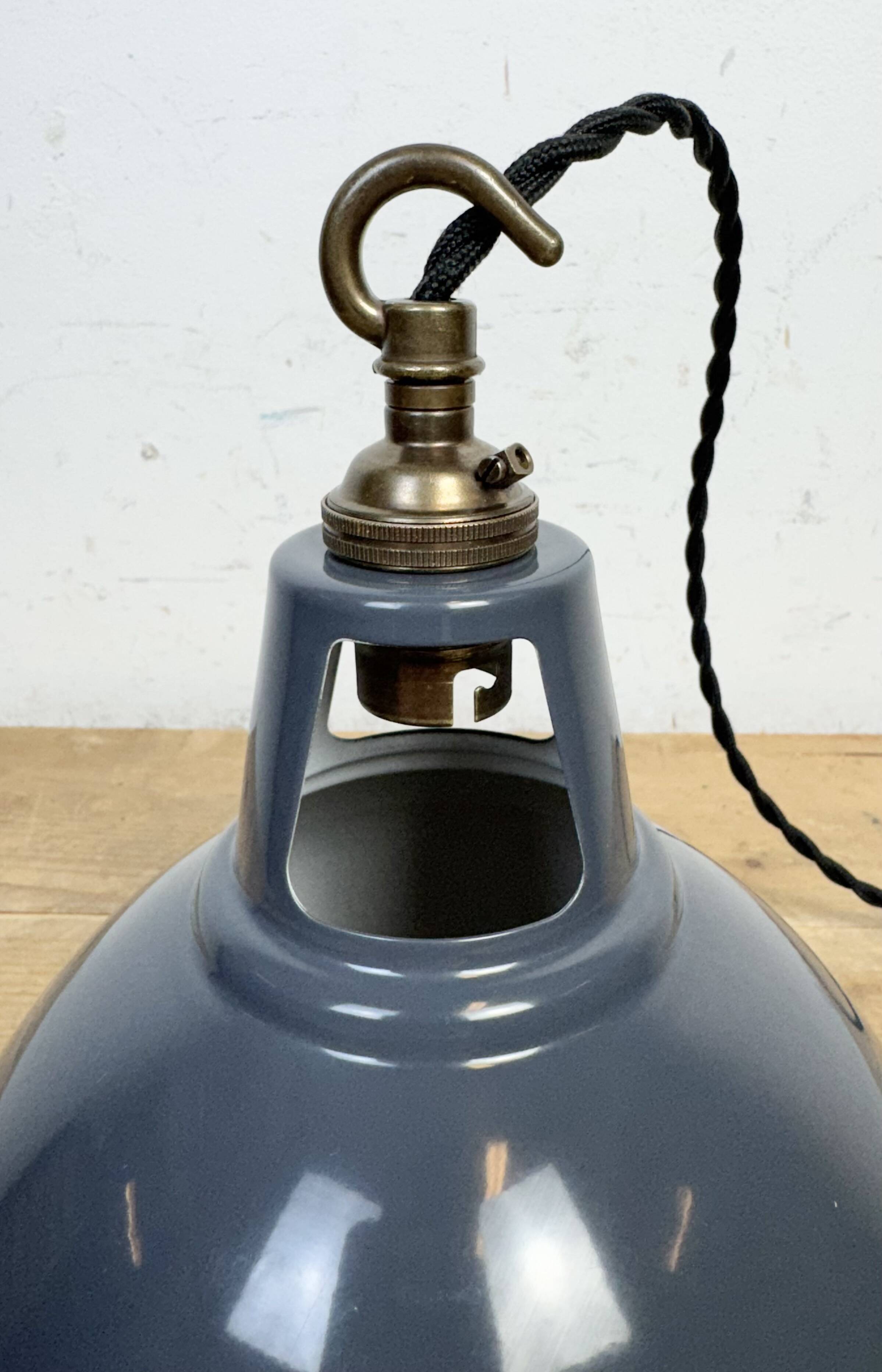 Vintage Industrial Grey Painted Pendant Lamp