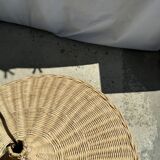 Small suspension, rattan luminaire in hat shape D:60cm