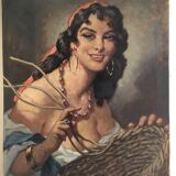 Portrait of the oil basket merchant on canvas 1950