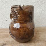 Stoneware owl candle holder