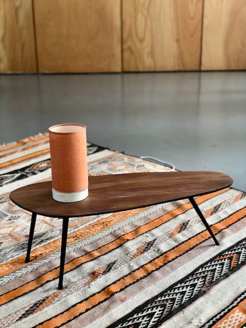 Teak and metal coffee table