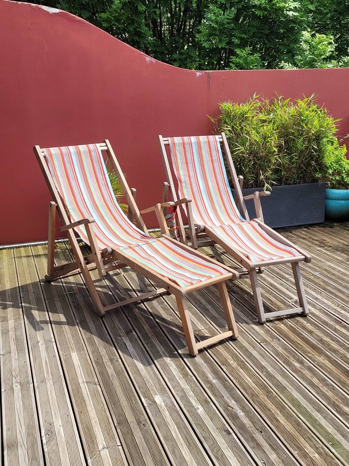 Pair of Roland Vlaemynck bayadere canvas loafers