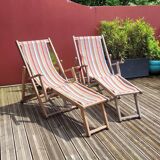 Pair of Roland Vlaemynck bayadere canvas loafers