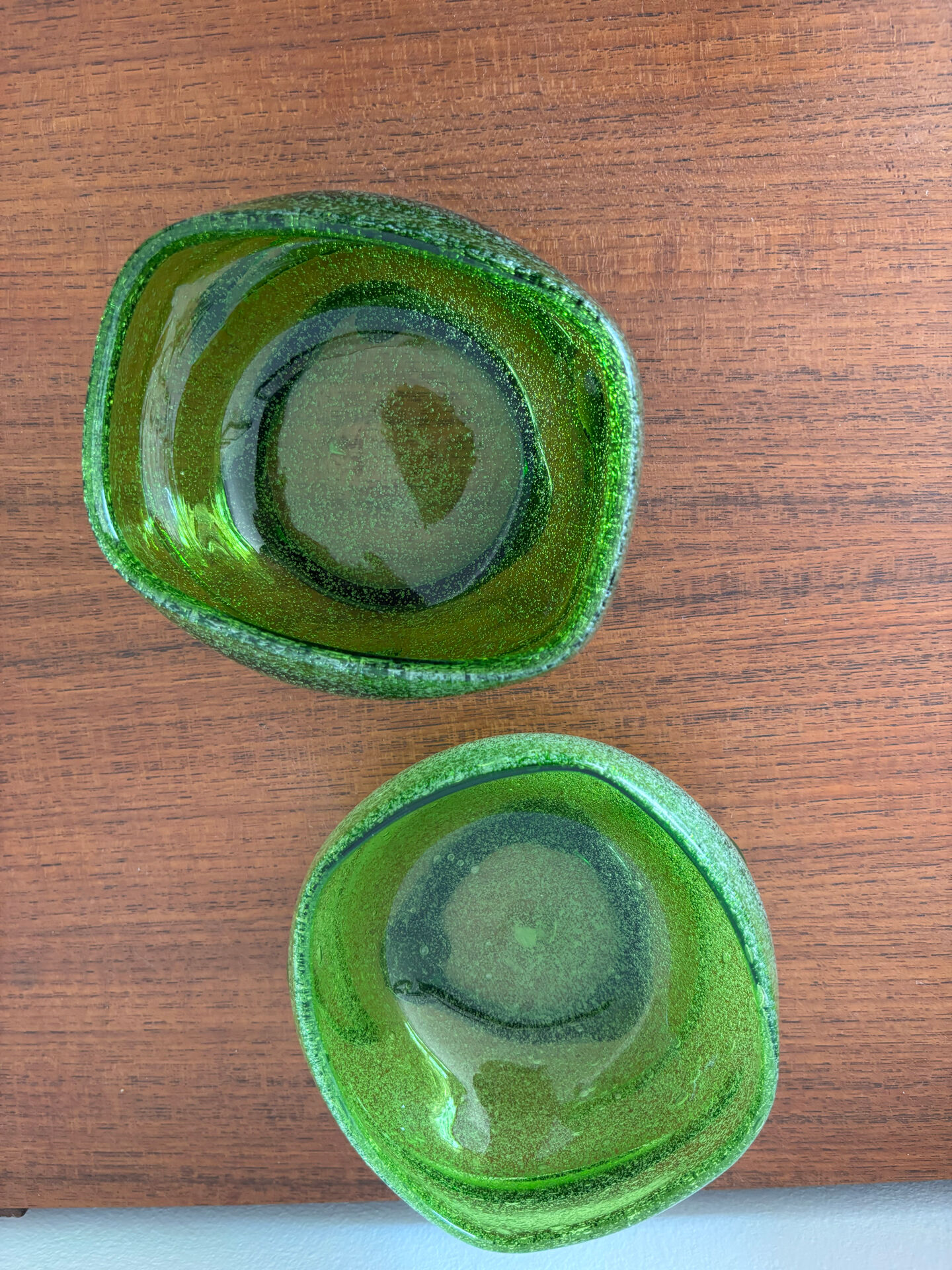 Lot de 2 coupelles en verre soufflé vert vintage Coupelles artisanales
