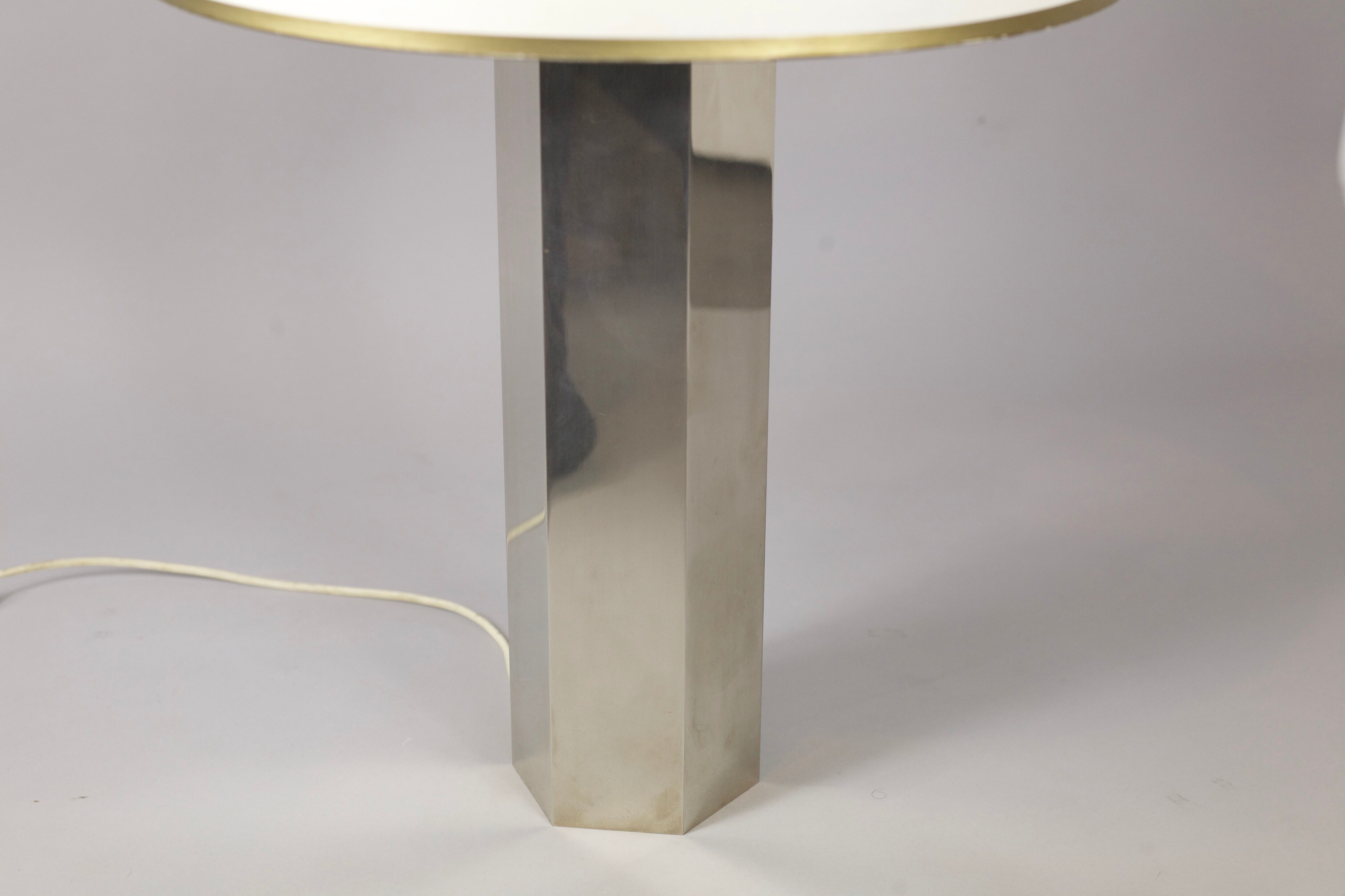 Hexagonal lamp in chromed steel France circa 1970