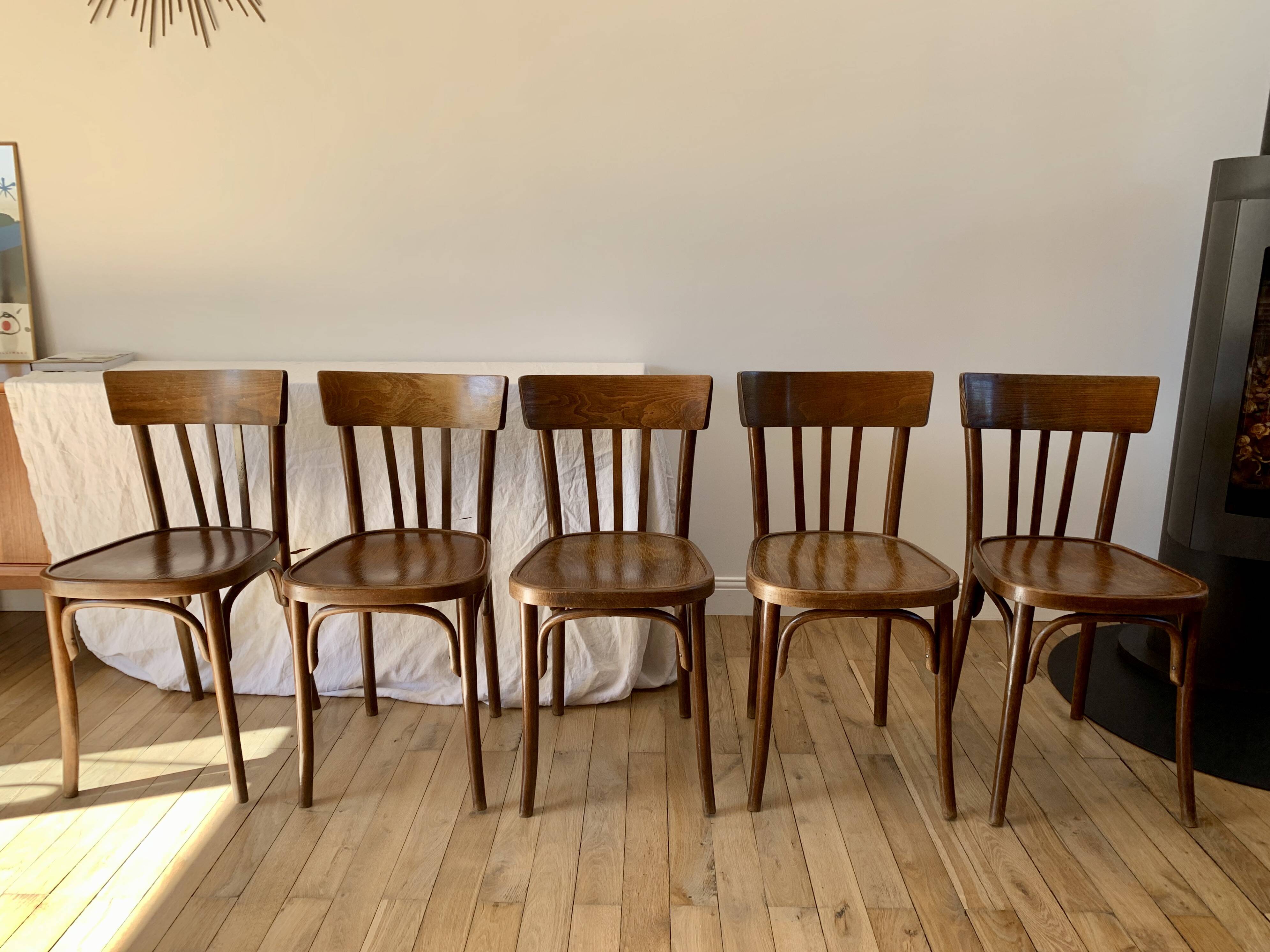 set of 6 bentwood bistro chairs from the 1950s