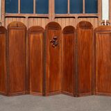 Art Deco screen with 7 panels carved with the insignia of the Foreign Legion, circa 1940