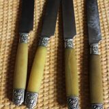 Lot 6 knives Ferrules flower shell blade bakelite steel