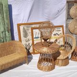 Vintage braided wicker armchair