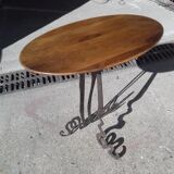 Harness in steel and Walnut oval tray