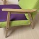 Pair of restored vintage armchairs, green and purple upholstery