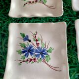 6 plates carrrees and rectangular dish matching dessert of the 50s