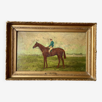 Oil on canvas 19th century signed Johnny Audy entitled Reluisant derby