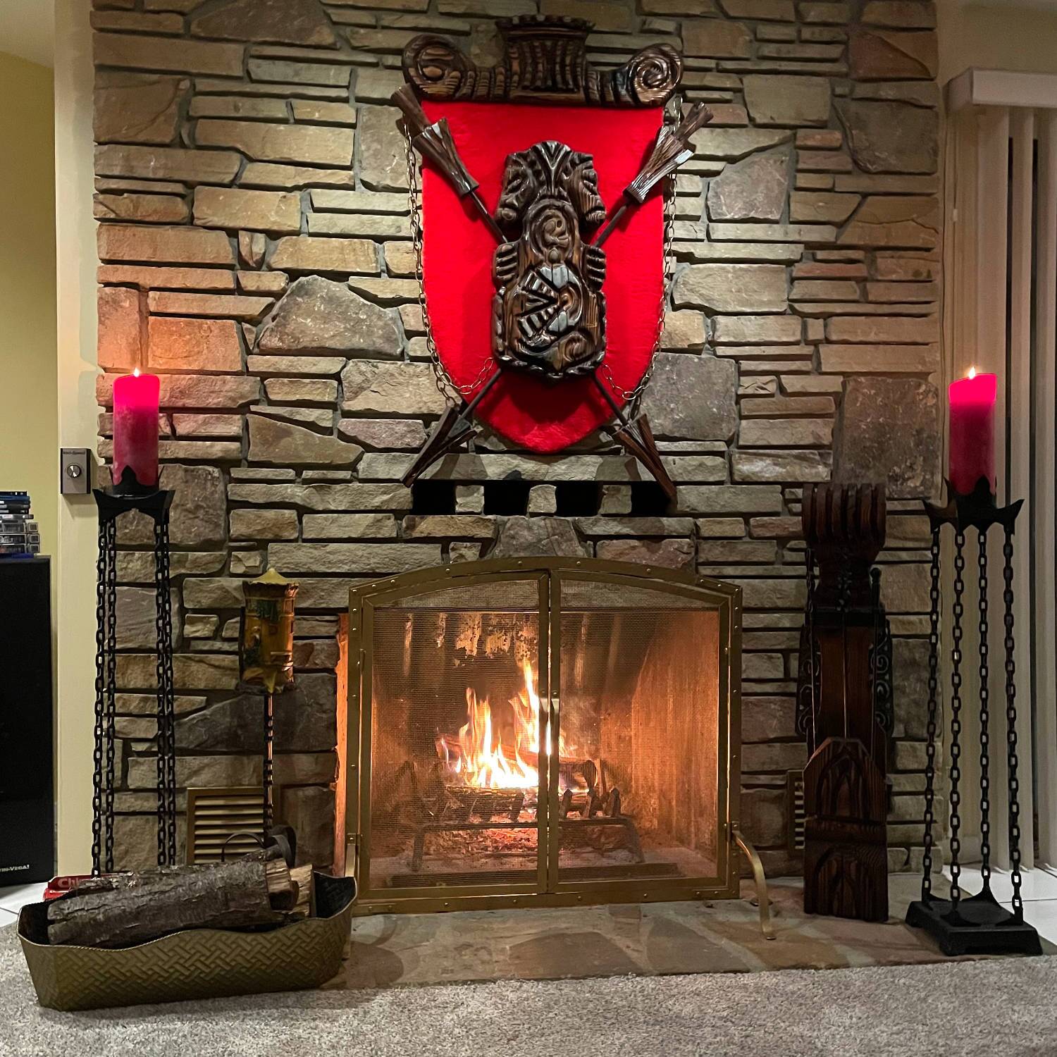 Pair of Gothic Iron Chain Link Free Standing Floor Candlesticks