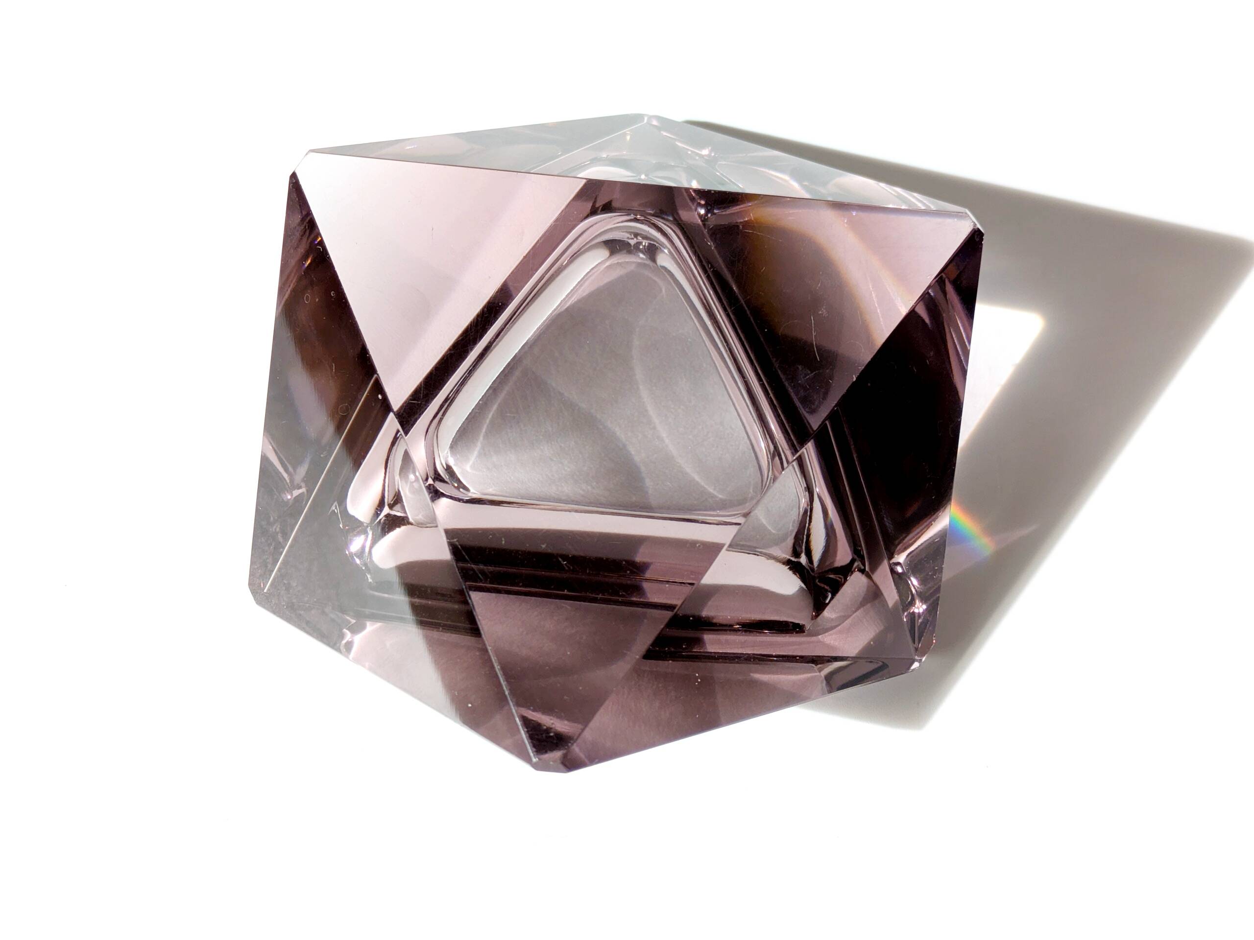 Faceted glass trinket dish, Murano, 1960s, amethyst color