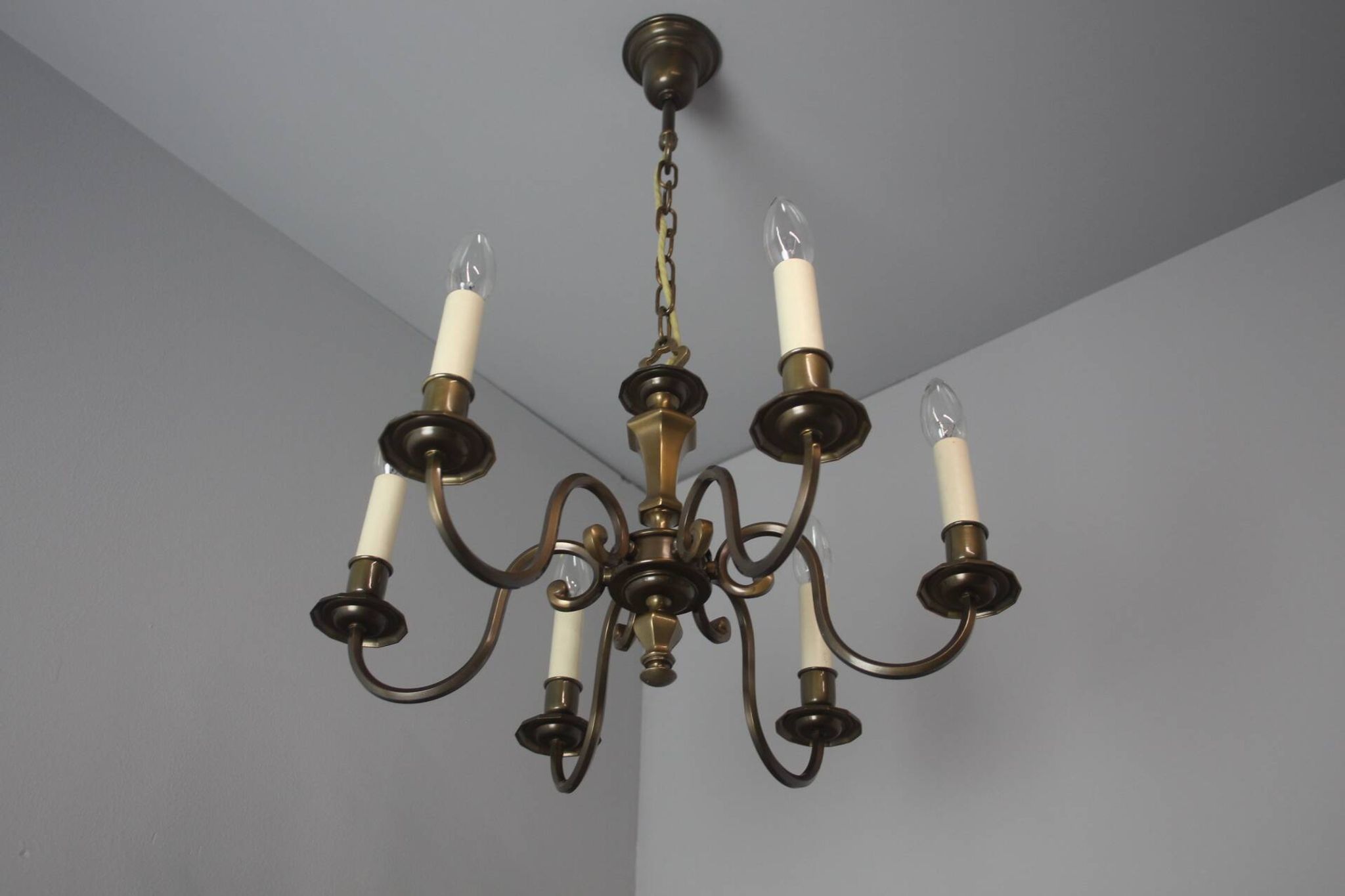 Vintage six-arm chandelier, 1970's.