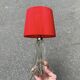 Vintage crystal lamp base with red pleated organza ribbon shade 1940