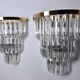 Pair of Venini wall lamps, 3 levels, triedri crystals, Italy, 1970