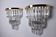 Pair of Venini wall lamps, 3 levels, triedri crystals, Italy, 1970