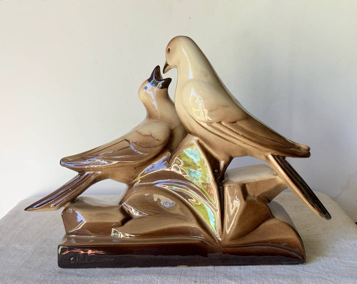 Sculpture céramique Art Deco oiseaux Charles Lemanceau