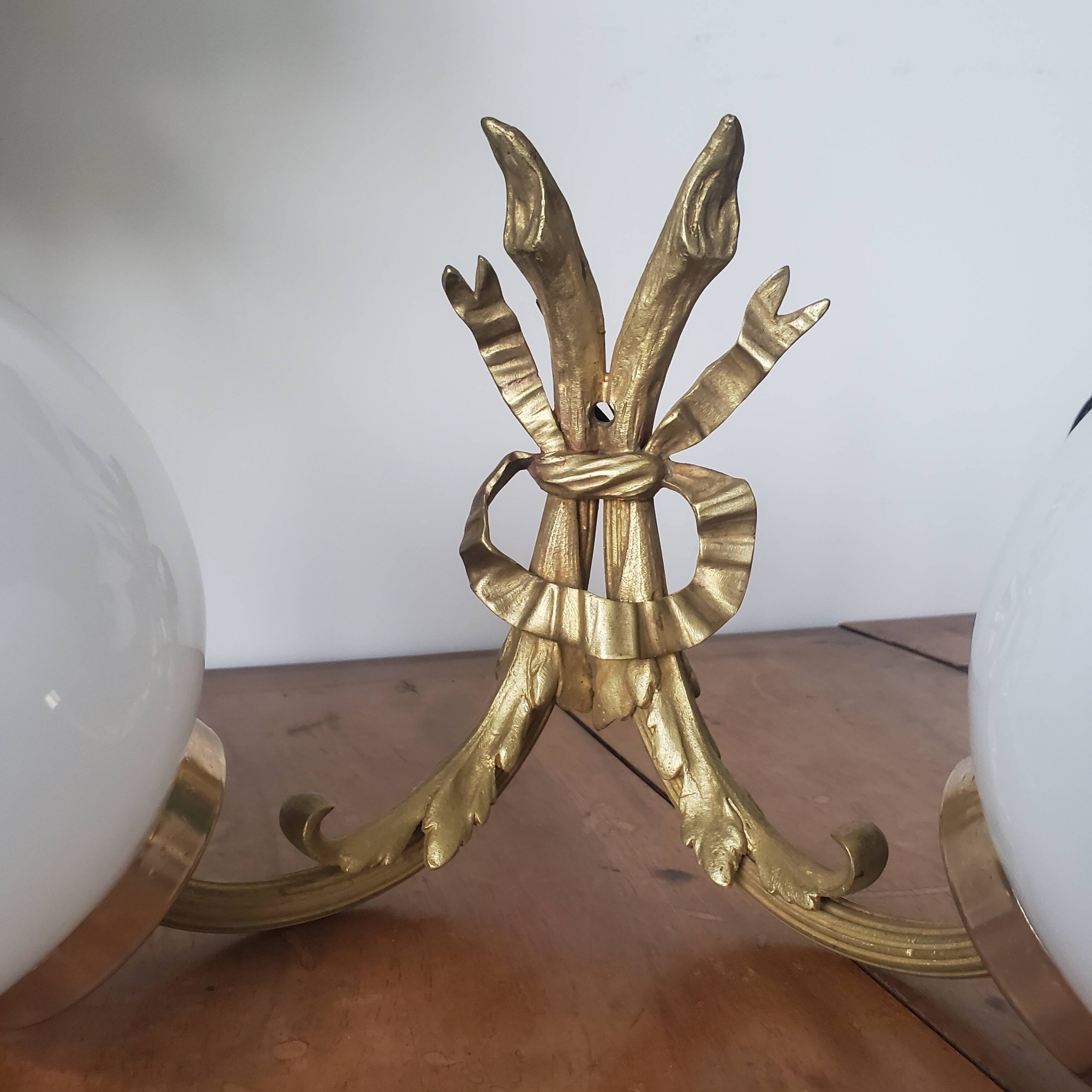 Vintage double opaline wall lamp