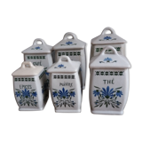 6 spice pots in art nouveau faience